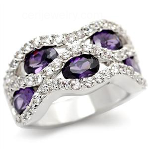 EXQUISITE WAVING CRT AMETHYST RING-size5/10